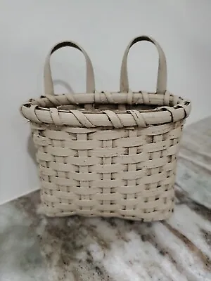 Vintage White Wash Mini Basket Wicker Trinkets Sewing  • $12