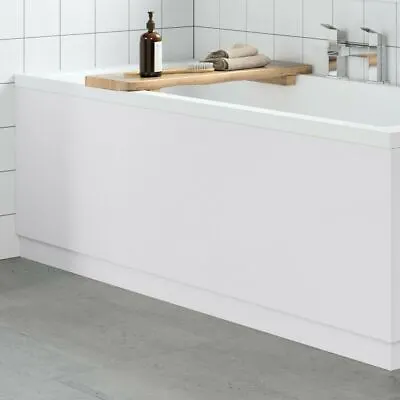 Front Side Bath Panel Bathroom Modern Easy Cut 1700mm MDF White Gloss Plinth • £62.97