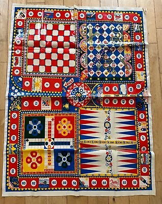 Cloth Kits Games Table Cloth 1970s Retro Oil Cloth Snakes & Ladder Back Gammon • £24.99