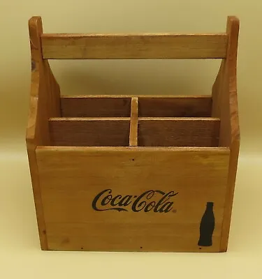 Coca-Cola Divided Brown Wooden Silverware / Cutlery Caddy Crate Box • £14.46