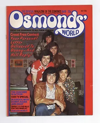 The Osmonds World Magazine May 1975 No. 19 Donny Osmond Brothers Marie Etc • £10