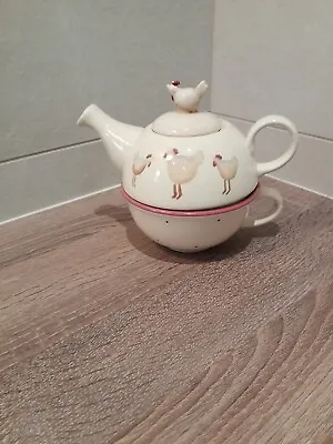 David Mason Design Teapot And Cup Happy Hens  Set  • £12.75