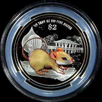 2020 Singapore Mint Year Of The Rat Lunar Series $2 Colored Silver Coin 子 Mouse • $199.99