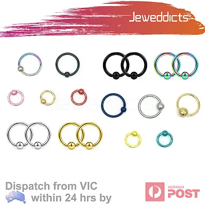 1-6pcs Captive Bead Ring Piercing Hoop Lip Eyebrow Ear Tragus Helix Nipple Nose • $3.99