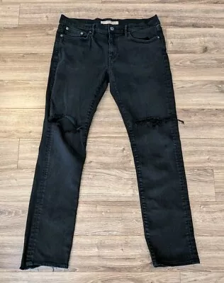 Burberry Brit Jeans Mens Straight Black Destroyed Distressed Denim 34x31 Read! • $42.97