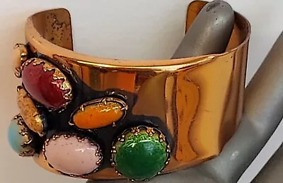 Vtg. / Mid Century Modern Signed Matisse Copper Scarab Cuff Bracelet • $36.20