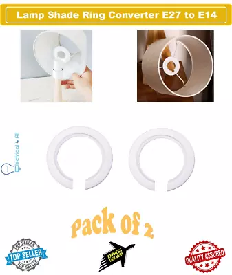 Plastic Lamp Shade Ring Converter E27 To E14 - Pack Of 2 • £3.99