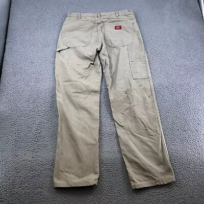 Dickies Carpenter Pants 32x32 Beige Canvas Straight Workwear 46320 • $19.99