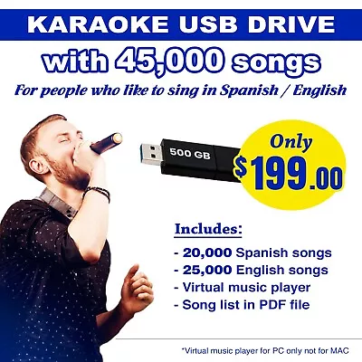 Karaoke Spanish English Computer 45000 Songs Professional System Best Software • $199