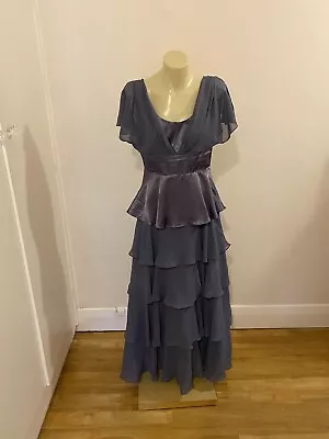 Miss Anne Womens Formal Evening Gown Maxi Dress Grey Ruffle Tier Size M • $23.99