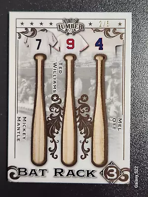 2022 Leaf Lumber Bat Rack 3 Mantle Williams Ott #BR3-17 Triple Bat Relic 2/5 • $250