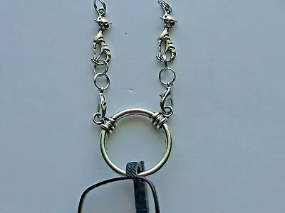 24  Cats Soldered Stainless Steel Chain Eyeglasses Holder La Necklace Loop Ring • $6.99