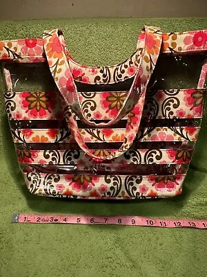 VERA BRADLEY XL Plastic Clear/floral Tote Bag 18X8X14 Good Condition • $28