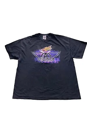 Vtg Aerosmith Rockin' Roller Coaster T-shirt Size 2XL Black Tennessee River • $21.19