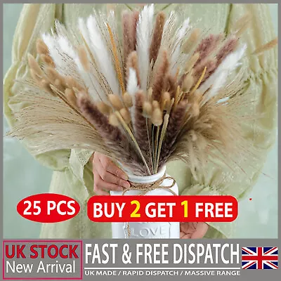 25PCS Natural Dried Pampas Grass Reed Flowers Bunch DIY Flower Home Decor Supply • £6.64