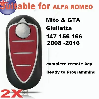 2X Remote Key Fob For Alfa Romeo Mito GTA 2008-15 Giulietta 2010-2016 147 156 3B • $37.99