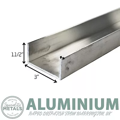 3  X 1.1/2  Aluminium U-Channel Trim X 1/8  Wall - Aluminium Channel U Profile • £24.25