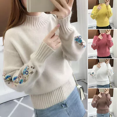 Knitted Sweater Long Sleeve Keep Warm Loose Fit Thick Sweater Korean • $28.29