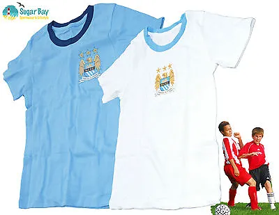 New Marks And Spencer MANCHESTER CITY Football 2 PACK Boys Cotton Tee Age 7-8 • £14.99