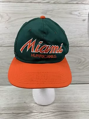 Miami Hurricanes Hat Sports Specialties Script Snapback Cap Green Orange Vintage • $29.99