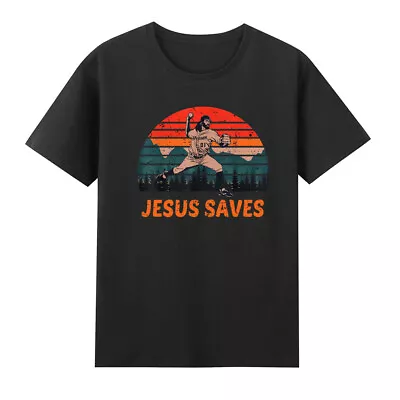 Jesus Saves Baseball Pitcher Vintage Retro 80s Funny Christian Retro Men T-Shirt • $29.68