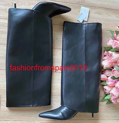 Zara New Woman High-heel Footed Legging Boots Black 35-42 3019/210 • $89.99