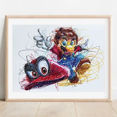 Mario Odyssey Ballpoint Pen Print Super Mario Art Poster • $10.99