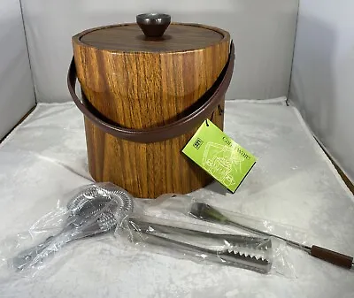 Vintage Carterware Faux Wood Ice Bucket Container Mid-Century W/Tools NEW W/Tag • $29.99