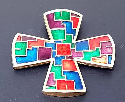 Vintage KRAMER Enameled MALTESE Cross Gold Tone Brooch • $55