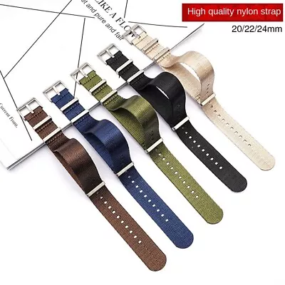 High Quality Nylon Watch Strap 20/22/24mm Nato Military Style Mens Sports Band • £11.88