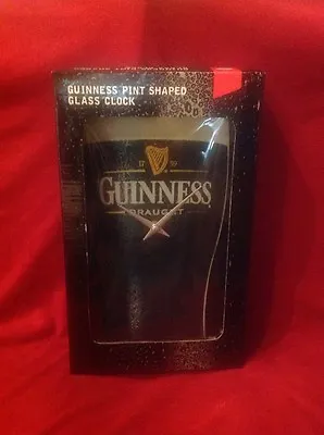 Guinness Draught Pint Shaped Glass Bar Clock MAN CAVE New In Box! • $59.99