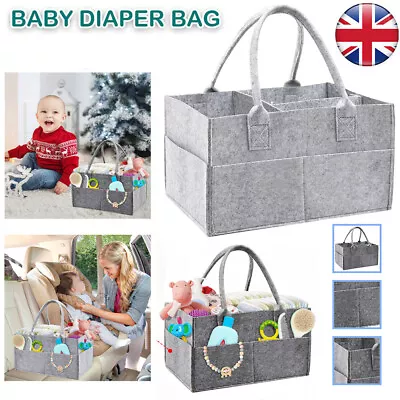 Baby Diaper Organizer Caddy Felt Changing Nappy Kids Storage Carrier Bag Grey UK • £5.69