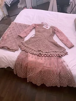 £80 • Buy Stunning Asian Bridal Wedding Party Pink Indian Lengha Dress UK 8 Small