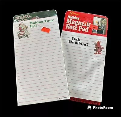 Vintage 80s Christmas Note Pads Santa Claus Bah Humbug One Magnetic Lot Of 2 • $5.40