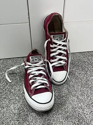 CONVERSE All Star Chuck Taylor Low Top Trainers Red Burgundy UK 6.5 Good Cond • £28