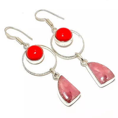 Natural Mookaite - Australia Red Coral 925 Silver Plated Earring 2.54  TE77866 • $12.60