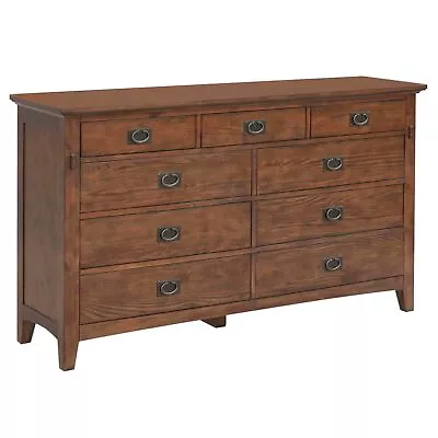 Sunset Trading Mission Bay 9 Drawer Double Bedroom Dresser | Amish Brown Soli... • $1996.47