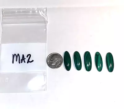 5 Pcs Natural Malachite Loose Gemstone Oval Cabochon Wholesale Lot 8 X 22 MM MA2 • $15.98