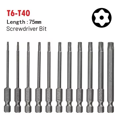 Long Lasting T40 Magnetic Torx Screwdriver Bit 75mm With Security Tamper Proof • $18.94