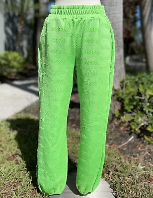 Koral Neon Green Logo Sweatpants Size S Aria Bermuda Grass Joggers Pockets Lined • $35