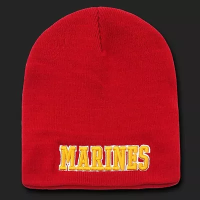 Marine Corps  Military Embroidered Red Beanie Skull Watch Hat Cap   • $34.99