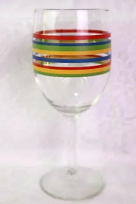 Libbey For Royal Norfolk FIESTA MAMBO Colorful Striped 7  Wine Glass Goblet (es) • $5.99
