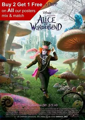 £3.99 • Buy Alice In Wonderland 2010 Movie Poster A5 A4 A3 A2 A1