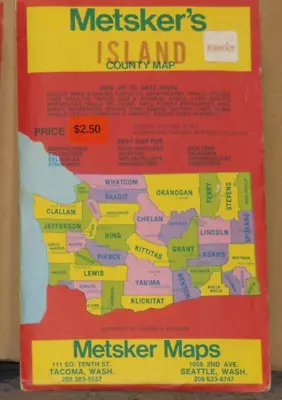 Mid 1970's Metsker Map Of Island County Washington • $7.99