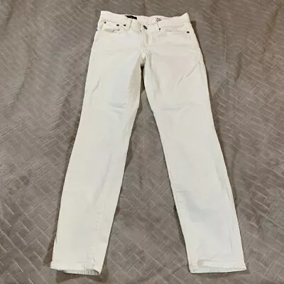 J Crew Womens 26 Denim Jeans White Toothpick Skinny Ankle Mid Rise Stretch • $17.99