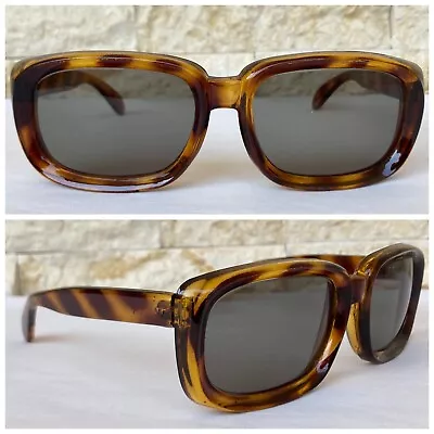 Unique Italian Sunglasses Vintage 1960's Nos Unused Tortoise Tiger Green Thick • $245.65