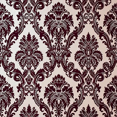 Exclusive Casablanca Luxury Velvet Flock Damask Wallpapers All Colours  • £29.99