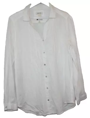 Malvin Hamburg Germany Linen Button Down Shirt Size XL White Long Sleeve Blouse • $12.88