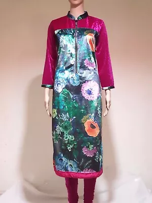 Winter Suits/ Digital Print Long Velvet Kurti Set/Indian Outfit For Winters • $60