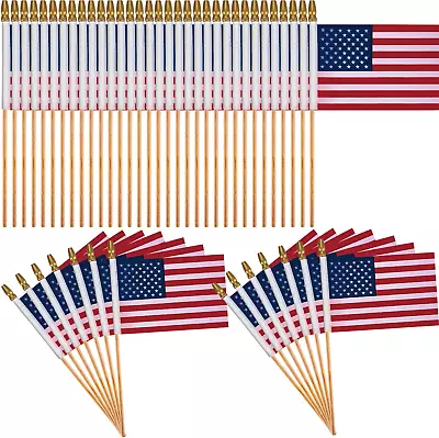 50 Packs Small American Flags On Stick 4X6 Inch Mini American USA Flag On Stick • $22.19